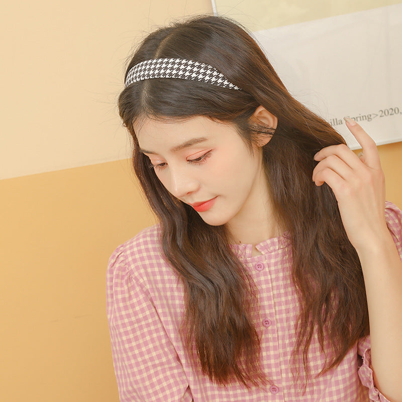 Wide Houndstooth Headband Trendy Hair Accessory