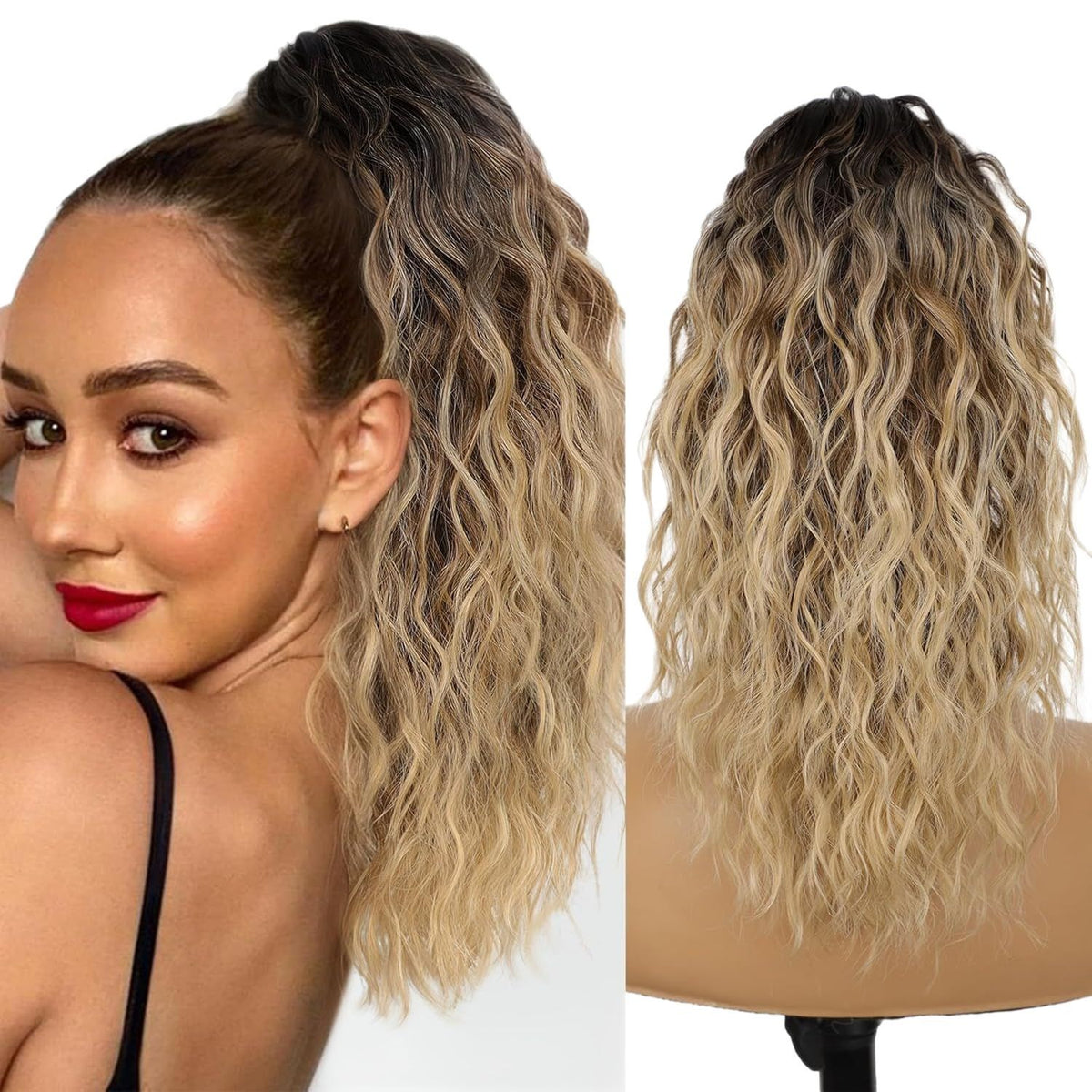 Women's Wig Curly Wavy Hair Extension Horse Tail Hair Extension 18inch