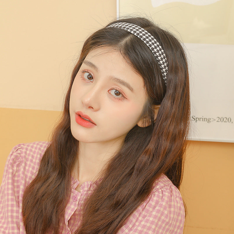 Wide Houndstooth Headband Trendy Hair Accessory