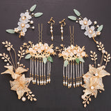 Chinese Red Bridal Flower Crown Headpiece