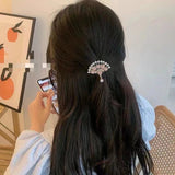 Vintage Pearl Hair Clip Elegant Fan Design